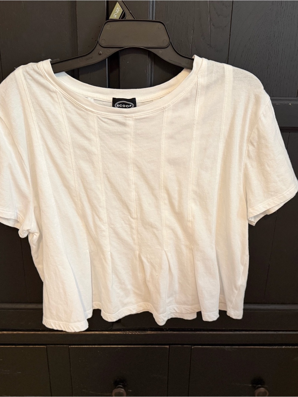 Scoop White Short Sleeve Ribbed-Panel Tee